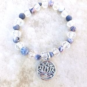 Zen Unisex Beaded Bracelet w/Lotus Charm